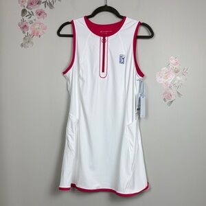 NWT Southern Tide PGA Pink White Kristine Perf Dress - M